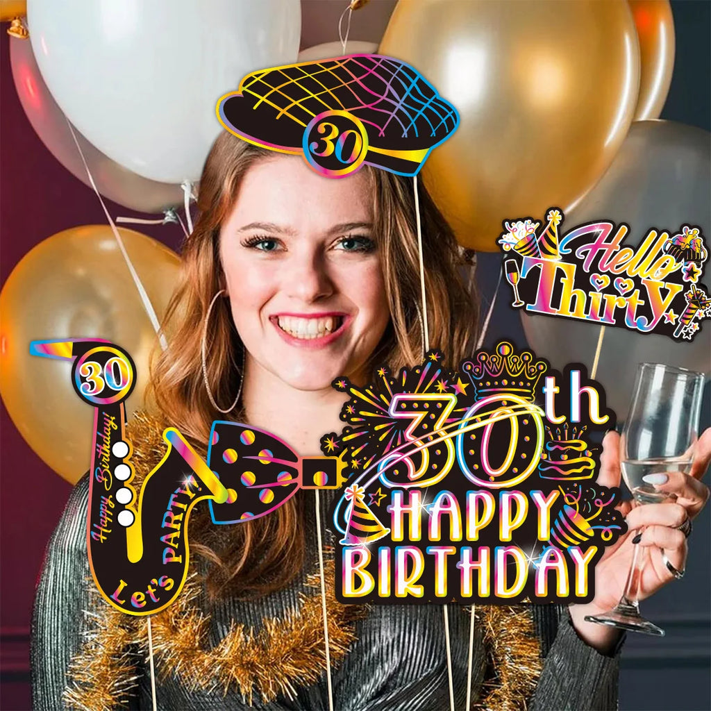 Birthday Party Decoration Photo Props 30 40 50 Birthday Party Glasses Decoration
