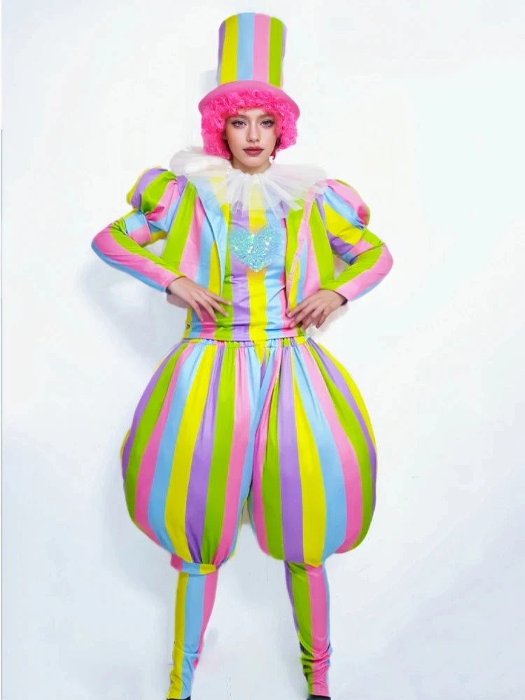 Clown Cosplay Costume Carnival Team Tour Performance Clothes Carnival Party Amusement Park Carnival Costume Dancer Stage Costume - Big Tim's Magic Emporium
