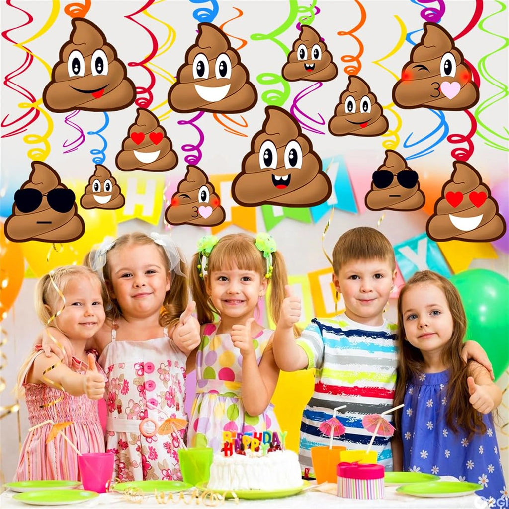 1 Set Funny Poop Party Hanging Swirls Decoration Hard Card Poo Brown Hanging and Foil Hanging for Birthday Party Favors Decor - Big Tim's Magic Emporium