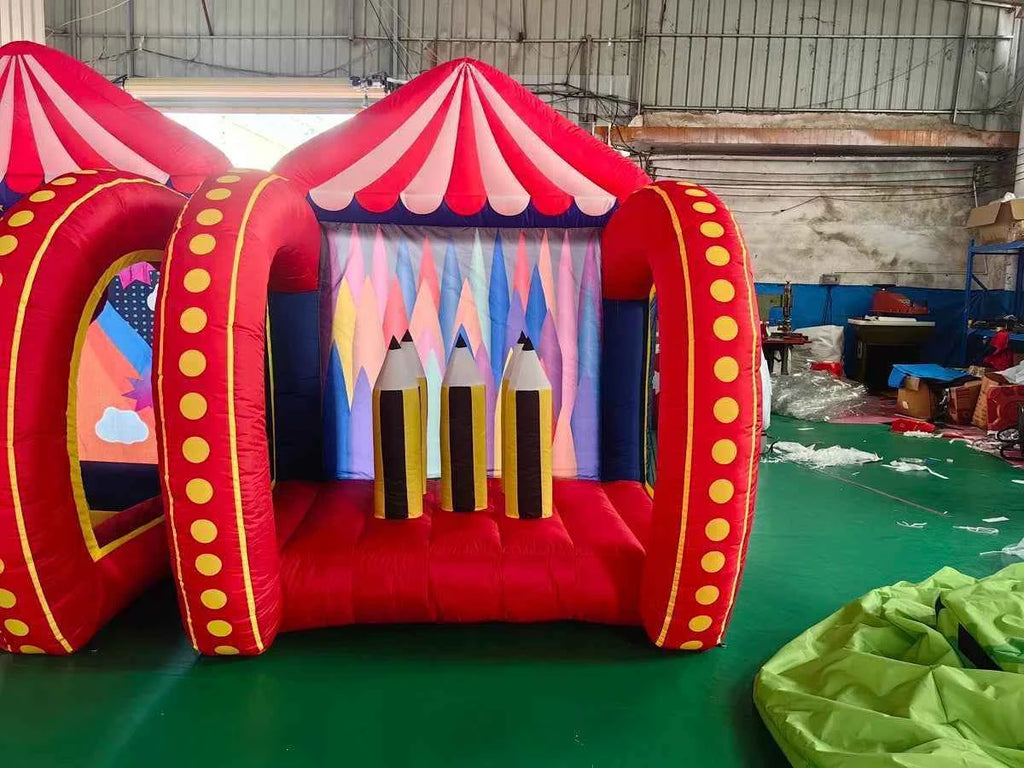 Free air shipping 5 in 1 Inflatable Carnival Bundle Games Soccer Dart Knock Down Ring Ross Game For Kids And Adults Party Game