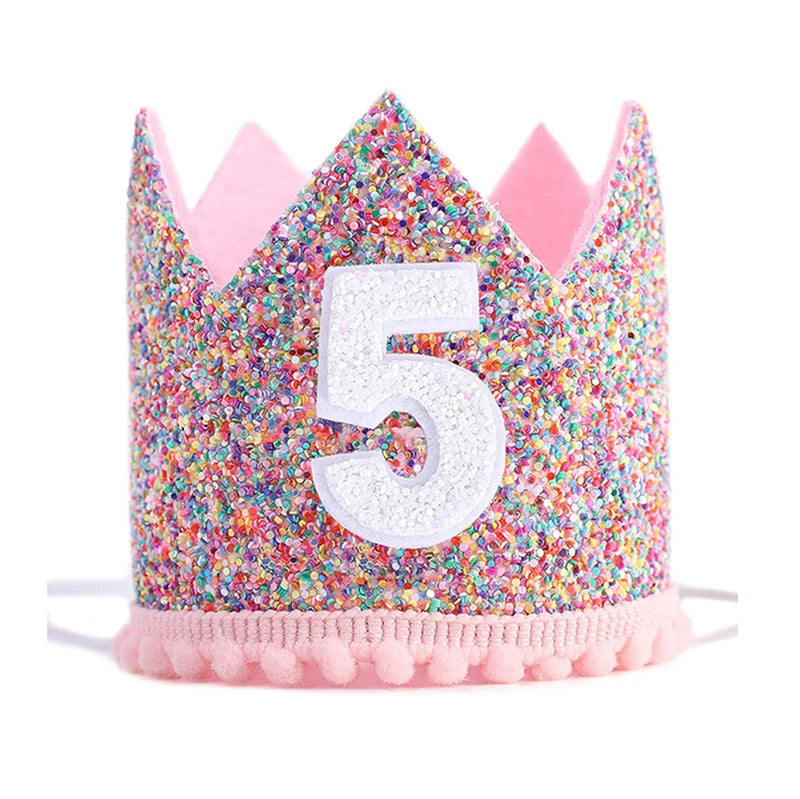 Birthday Party Hats Half Year Old Birthday Cap Baby Shower Princess Crown 1st 2nd 3rd 4th Year Old Number Kids Birthday Headband - Big Tim's Magic Emporium