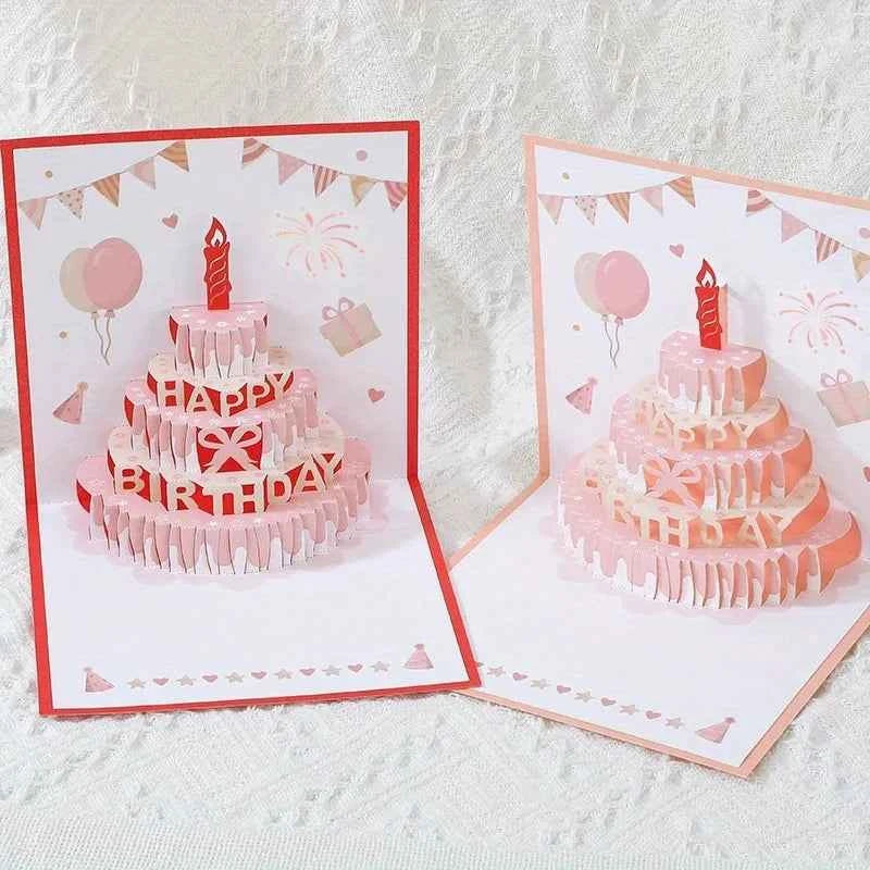 1pc Birthday Greeting Card with a 3D Cake Design, Featuring a Colorful And Cute Pop-Up Style,for Gifts And Includes an Envelope.