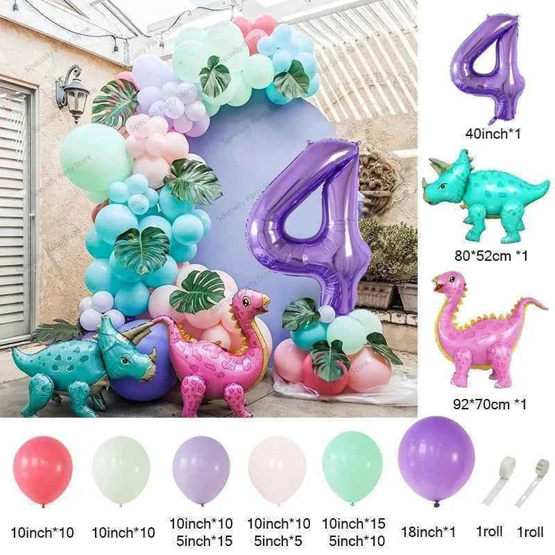91pcs/Set Dinosaur Arch Garland Kit Animal Foil Balloon Childrens Birthday Party Decoration Supplies Air Globos Kids Toys Ball