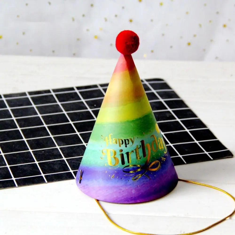 Happy Birthday Party Hats DIY Handmade Cap Crown Baby Shower Decoration Boy Girl Birthday Party Photo Props