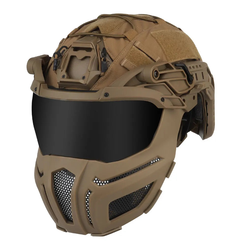 Tactical FAST Helmet Half Face Mask With Flip Goggles Black/Clear 2Pcs Lenses for Hunting Airsoft CS Game Paintball Mask Gear - Big Tim's Magic Emporium