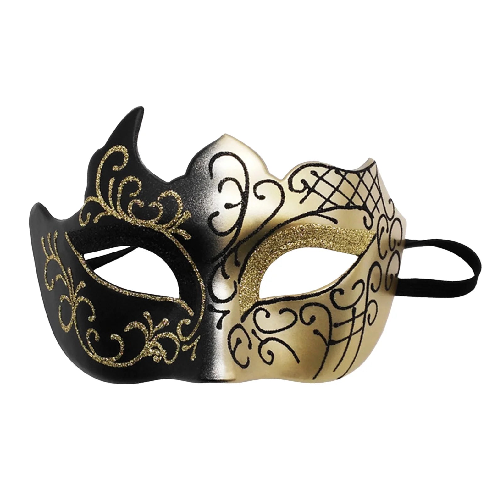Half-Face Painted Men's Mask Painted with Shiny Powder Venice Style for Halloween Costume Supplies