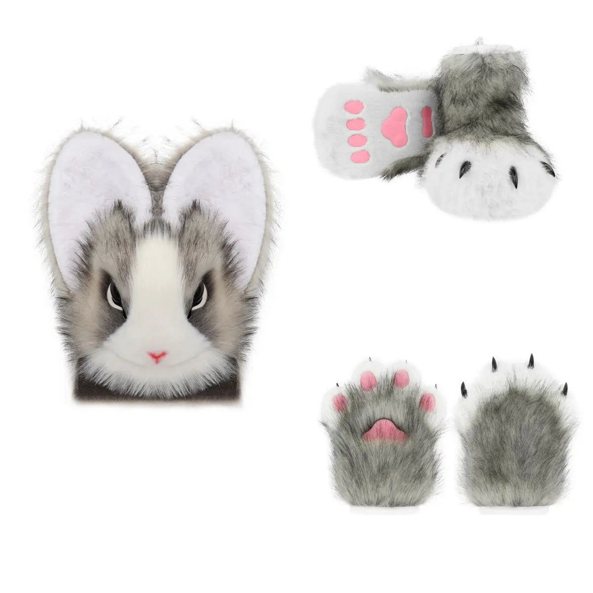 Original Realistic Furry Animal Fursuit Kigurumi Big Ear Rabbit Head Cover Cosplay Costume Halloween Wearable Accessories - Big Tim's Magic Emporium