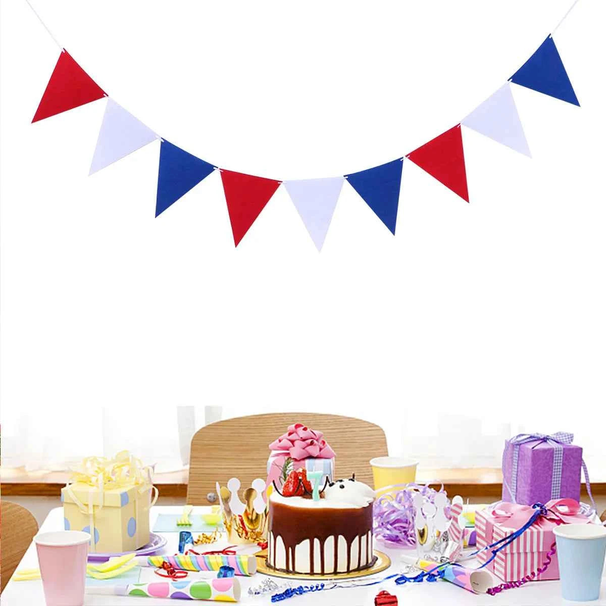 2.5m Fourth of July Bunting Banner Felt Hanging Garland Red Blue White Patriotic Party Decoration Fourth of July Banner
