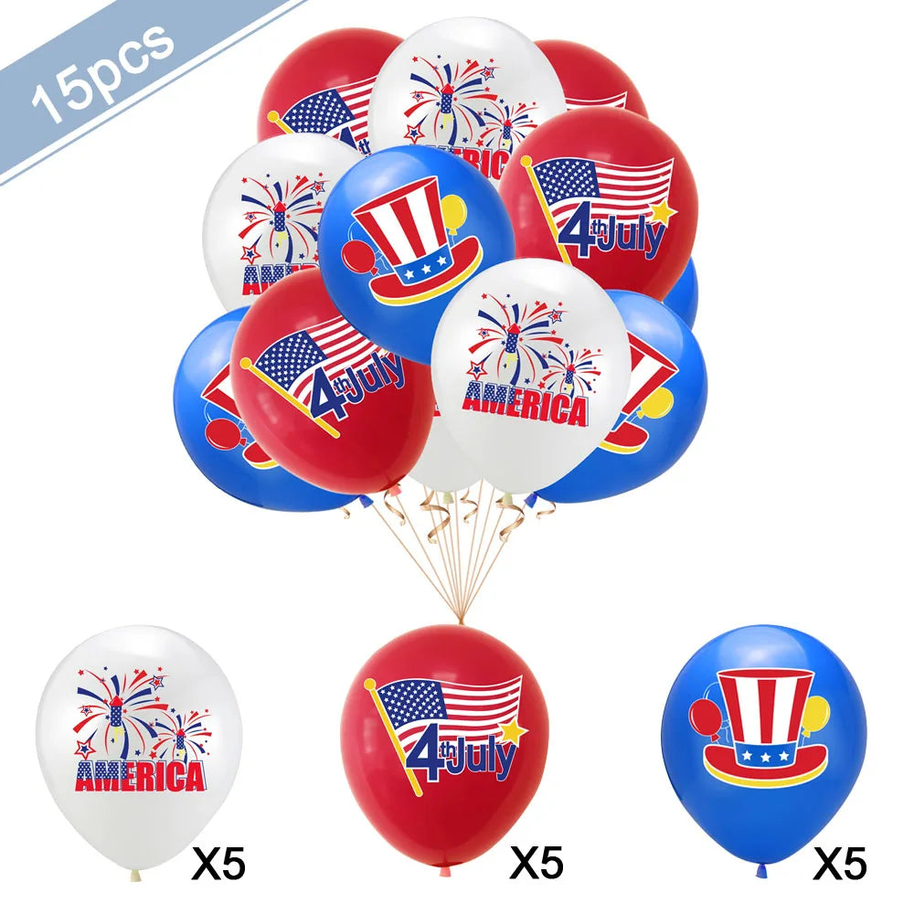 American Party Decorations Independence Day Supplies Banner Balloons Plates For USA 4th Of July Patriotic Theme Party Supplies