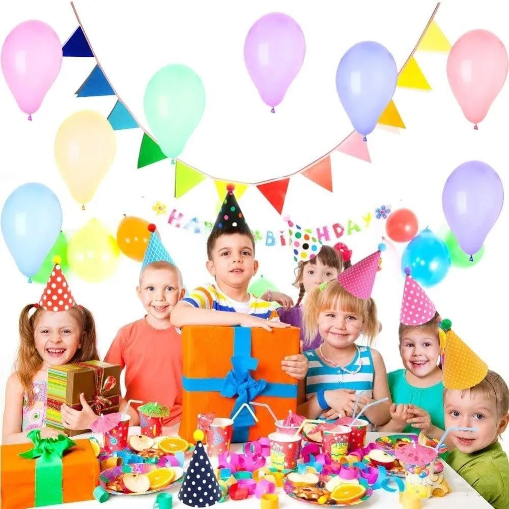 Polka Dot Birthday Party Hats with Pom Poms Paper Party Cone Hats Colorful DIY Handmade Baby Birthday Headband Boy Girl Gifts - Big Tim's Magic Emporium
