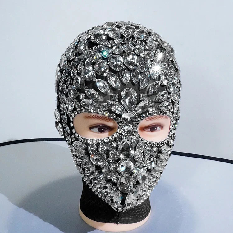 Super Shiny Rhinestone Full Face Headwear Mask