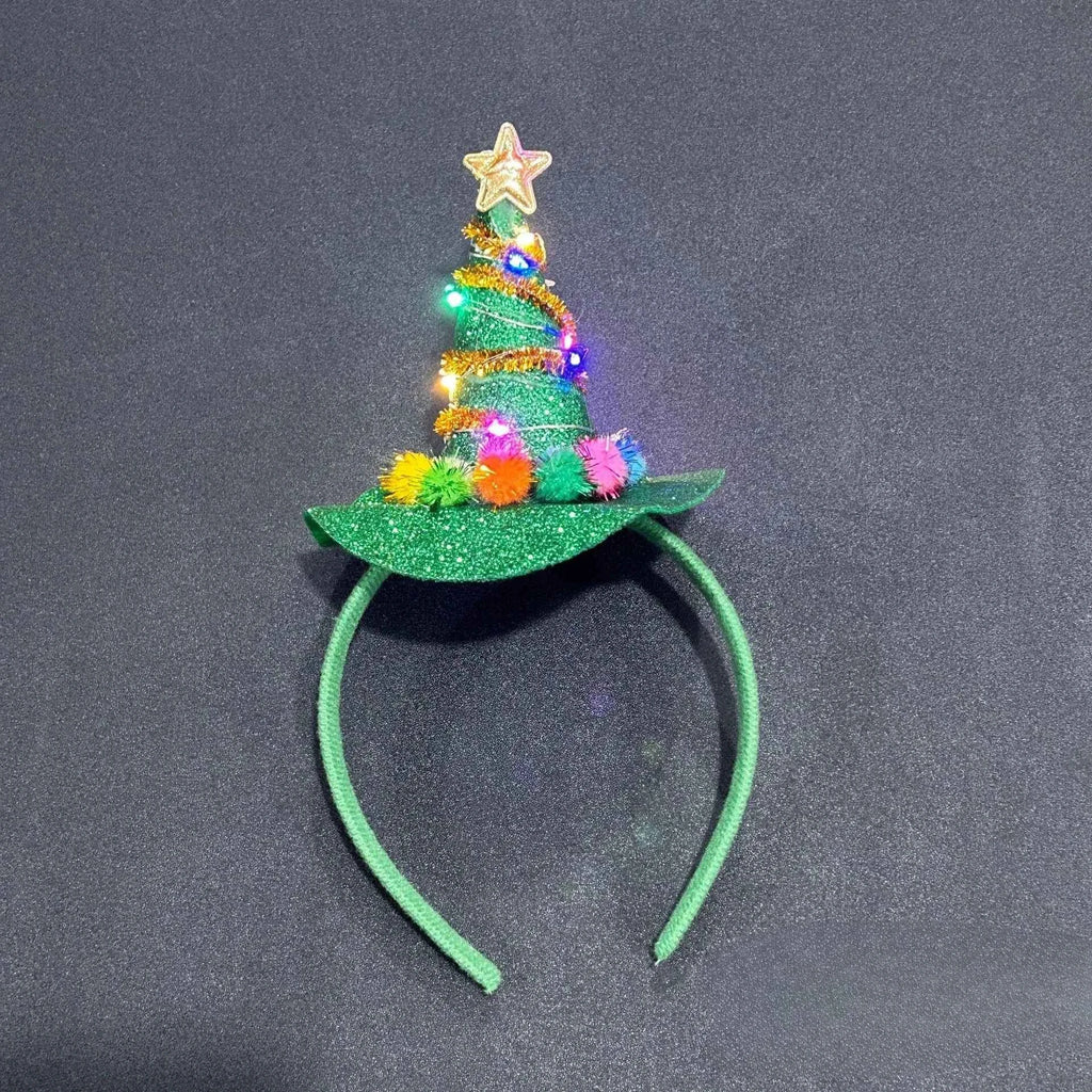 10pcs Light Up Christmas Deer Antlers Snowflakes Headband Hair Bands Party Performance Props Adult Children  Glow Party Supplies