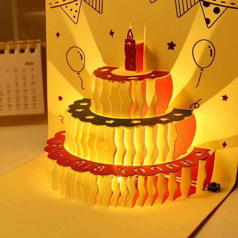 3D  up Happy Birthday Card Cake Festival Invitation Greeting Memorial Cards for Birthday Valentine Day Mother Day