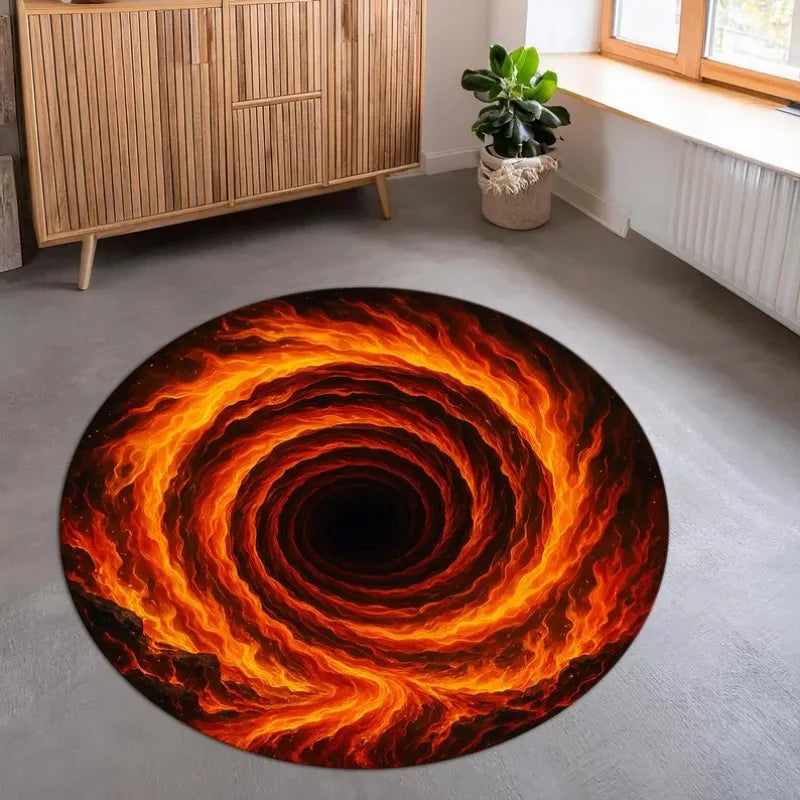 3D Optical Illusion Rug, Hypnotic Black & White Vortex Carpet, Creates A Mesmerizing Infinite Abyss in Your Room Floor Decor