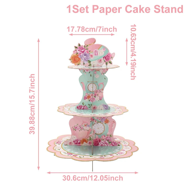 Pink Tea Party Cake Stand Birthday Party Decoration Kids Baby Shower Party Supplies Wedding Table Decor Afternoon Tea Party - Big Tim's Magic Emporium