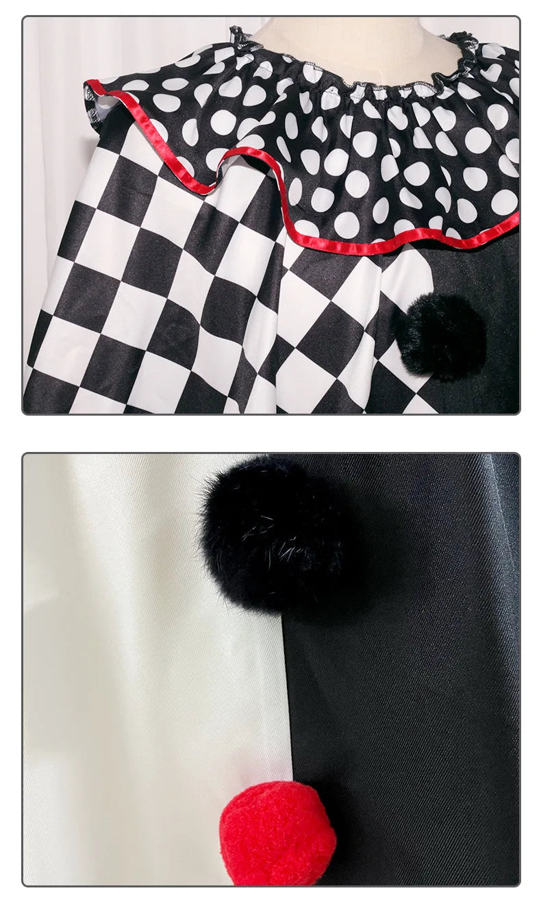 Horror Clown Cos Costume Halloween Women's Black and White Cloak Masquerade Adult Cosplay Role-playing Costume - Big Tim's Magic Emporium