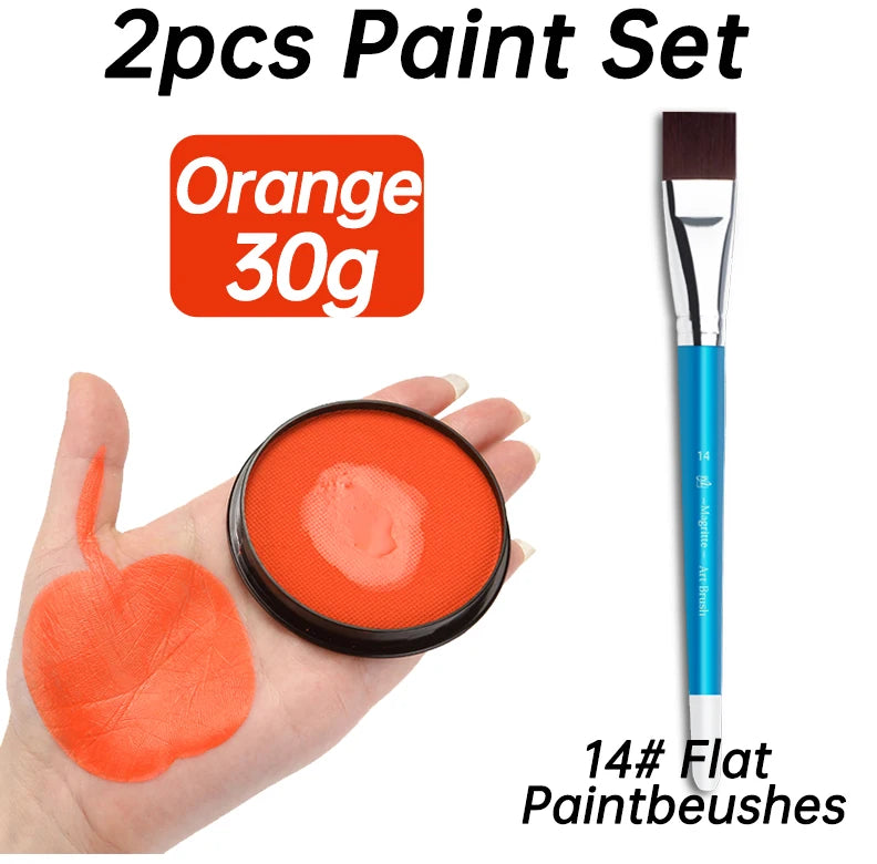 2pcs Water Based Paint Set for Halloween Makeup with Brushe for Clown,Makeup,Cosplay,Party,Theater - Big Tim's Magic Emporium