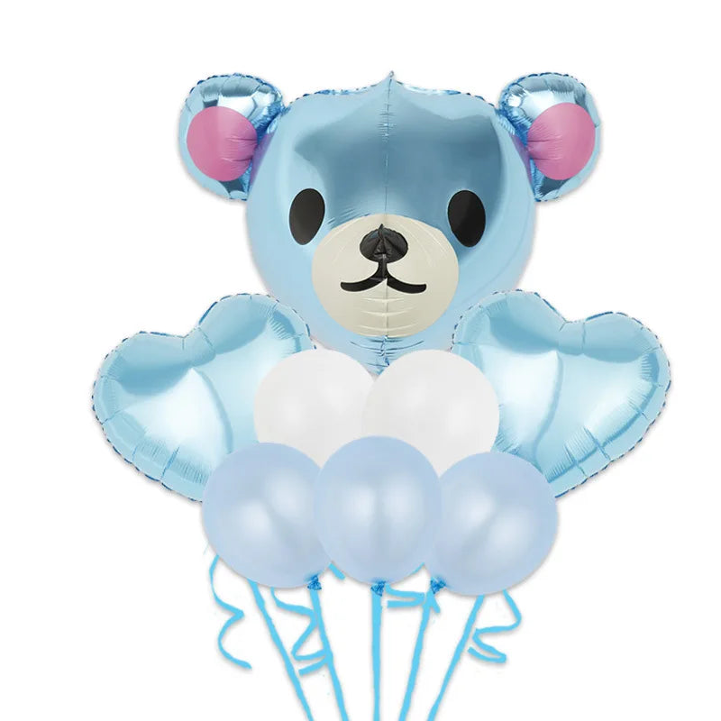 4D Transparent Baby Shower Boy Girl Bear Bubble Ball Kids 1st Birthday Party Blue Pink Helium Balloon Gender Reveal Decoration