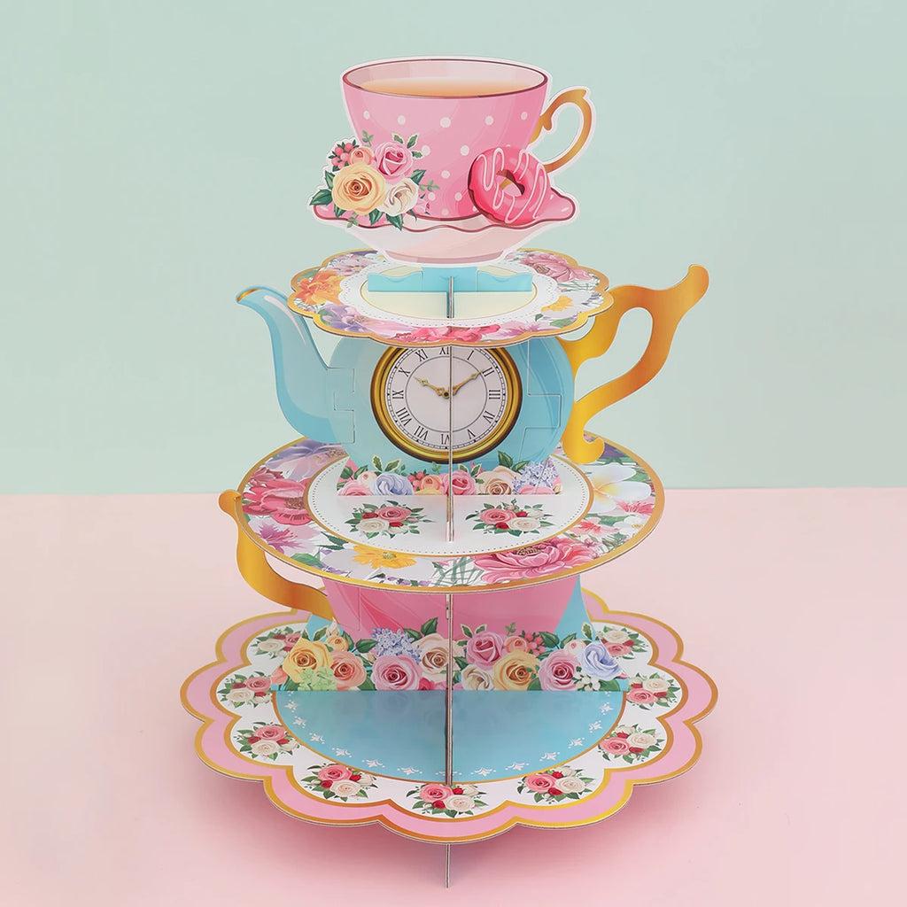 Pink Tea Party Cake Stand Birthday Party Decoration Kids Baby Shower Party Supplies Wedding Table Decor Afternoon Tea Party - Big Tim's Magic Emporium