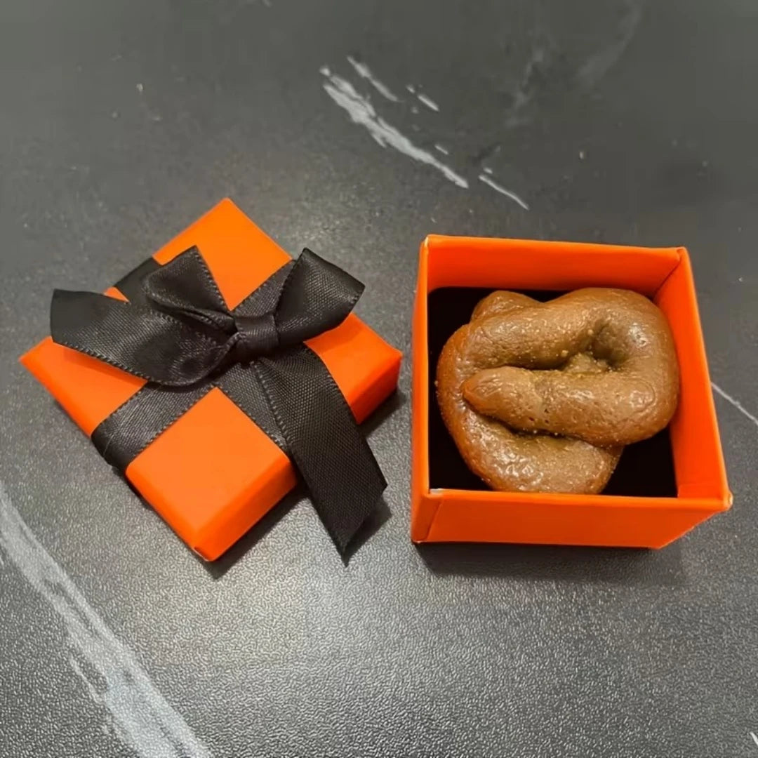 Surprise Gift Box with Prank Realistic Faux Feces Gift Box Orange & Design Perfect Funny Novelty Surprise Gift Box Prank Props - Big Tim's Magic Emporium