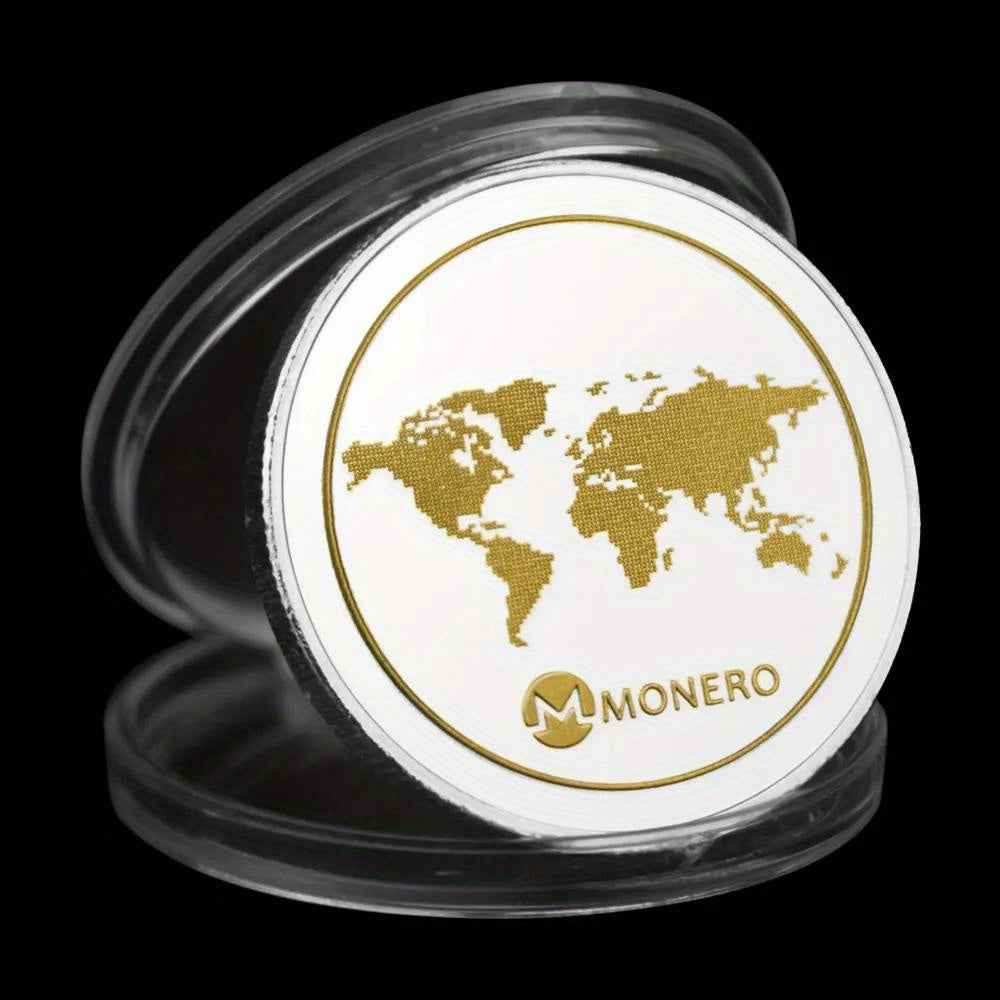 1 Piece Monero Coin Cryptocurrency Coin Physical Crypto Collectible Gift Silvery Plated Coin Commemorative Coin