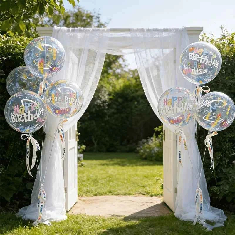 5/10 Colorful Happy Birthday Bobo Balloons Clear Round Transparent Bubble Balloons Mixed Color for Wedding Birthday Party Decor
