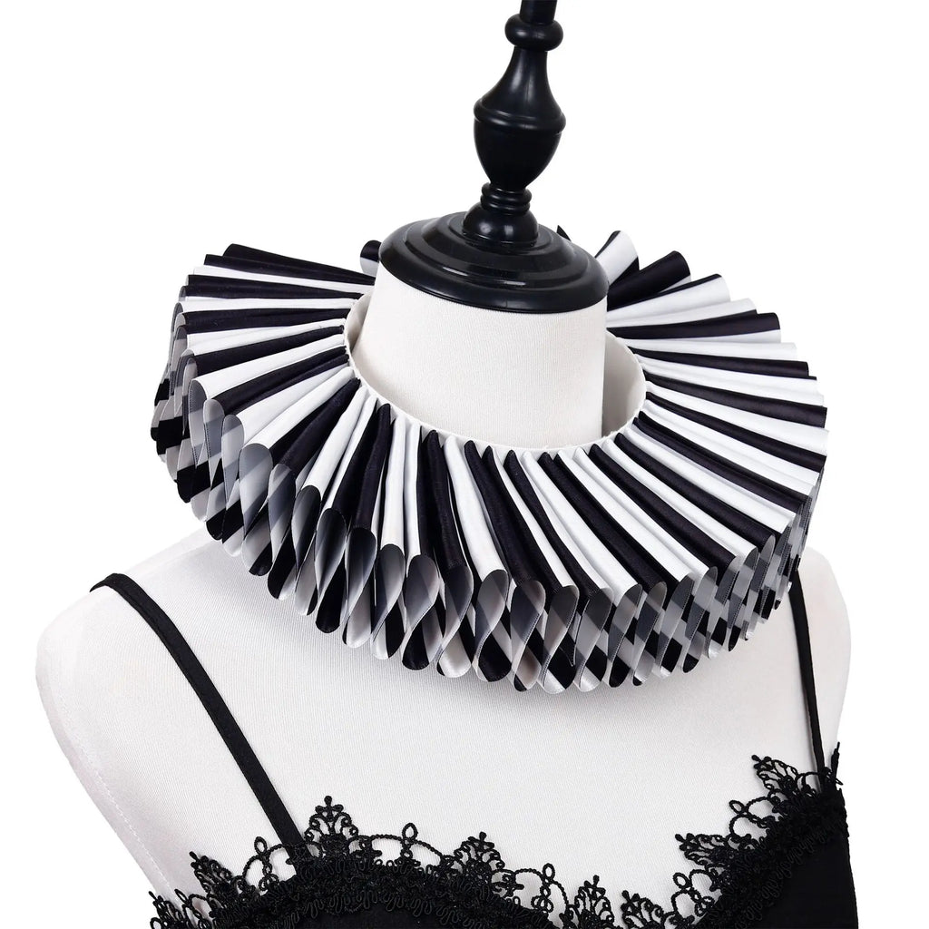 Clown exaggerated Raf's fake collar European and American men and women black and white striped collar scarf photography props - Big Tim's Magic Emporium