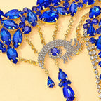 The Stardust Blue Demon – Deluxe Rhinestone Eye Mask & Full Face Chain Jewelry Veil