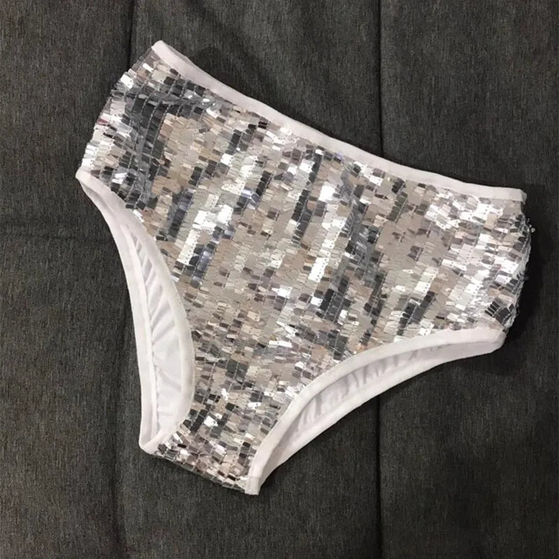 High-Waist Sequin Sparkle Dance Shorts Stage Performance Hot Pants
