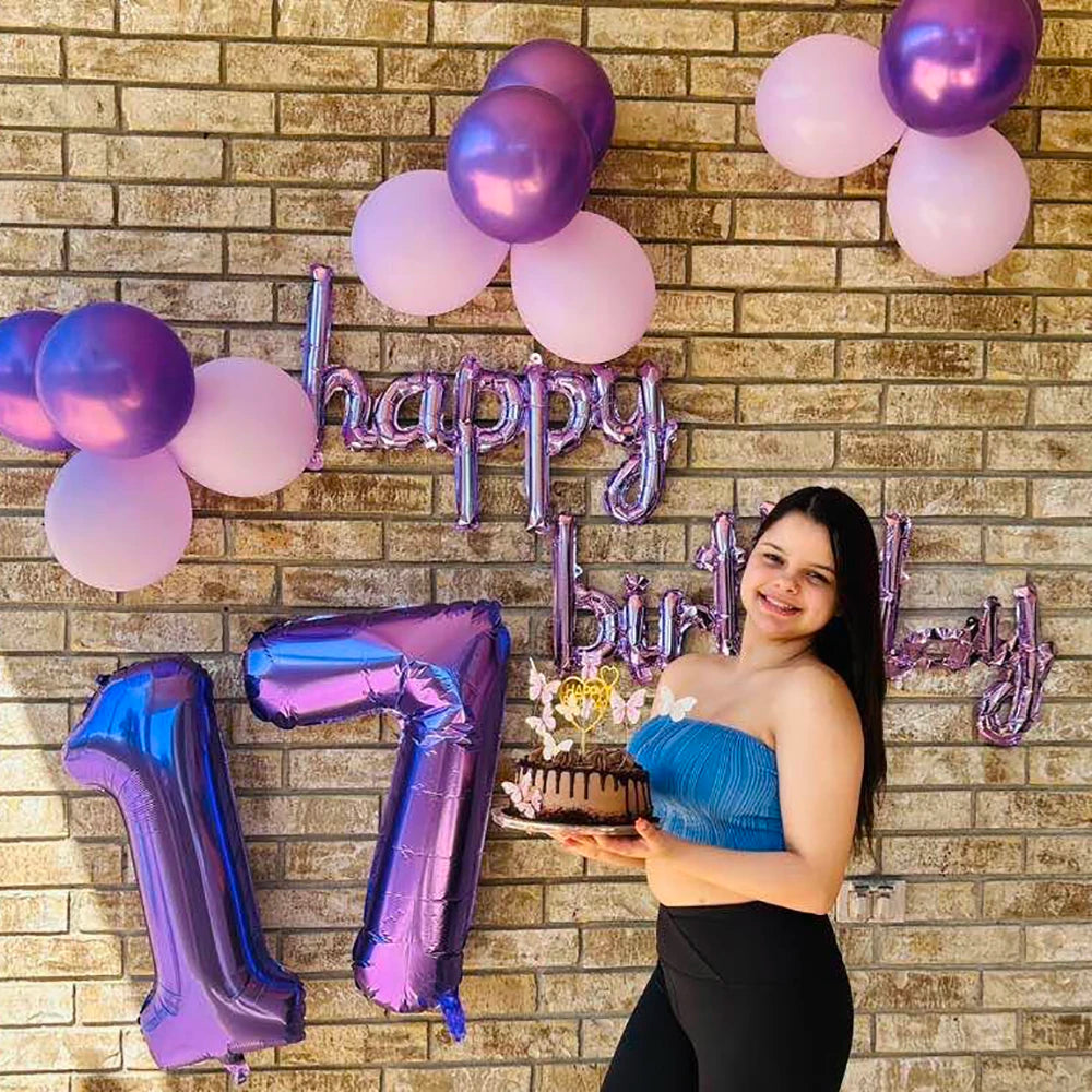 2pcs/Pack Black Pink Happy Birthday Balloons Aluminum Foil Party Decorations DIY Home Accessories for Birthday Celebrations