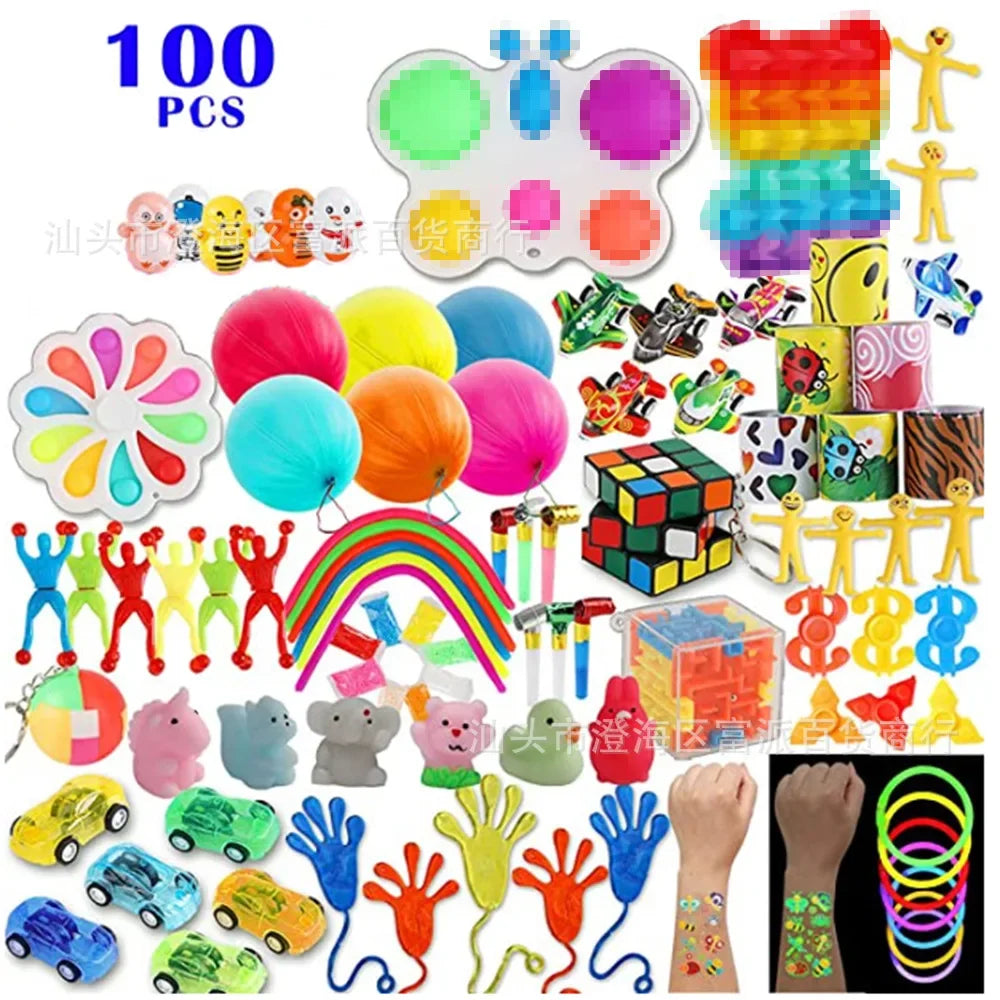 52/120Pcs Kids Birthday Party favors Pinata Stuffed Toy Finger Skateboard Stress Relief Toys Carnival Prize Pinata Filler Gift