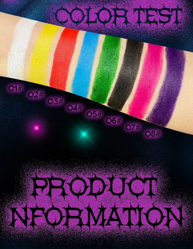 Halloween Face Body Painting Stick Cream Waterproof Light Neon Green Purple Pink Black White Paint Cream Party Art Makeup
