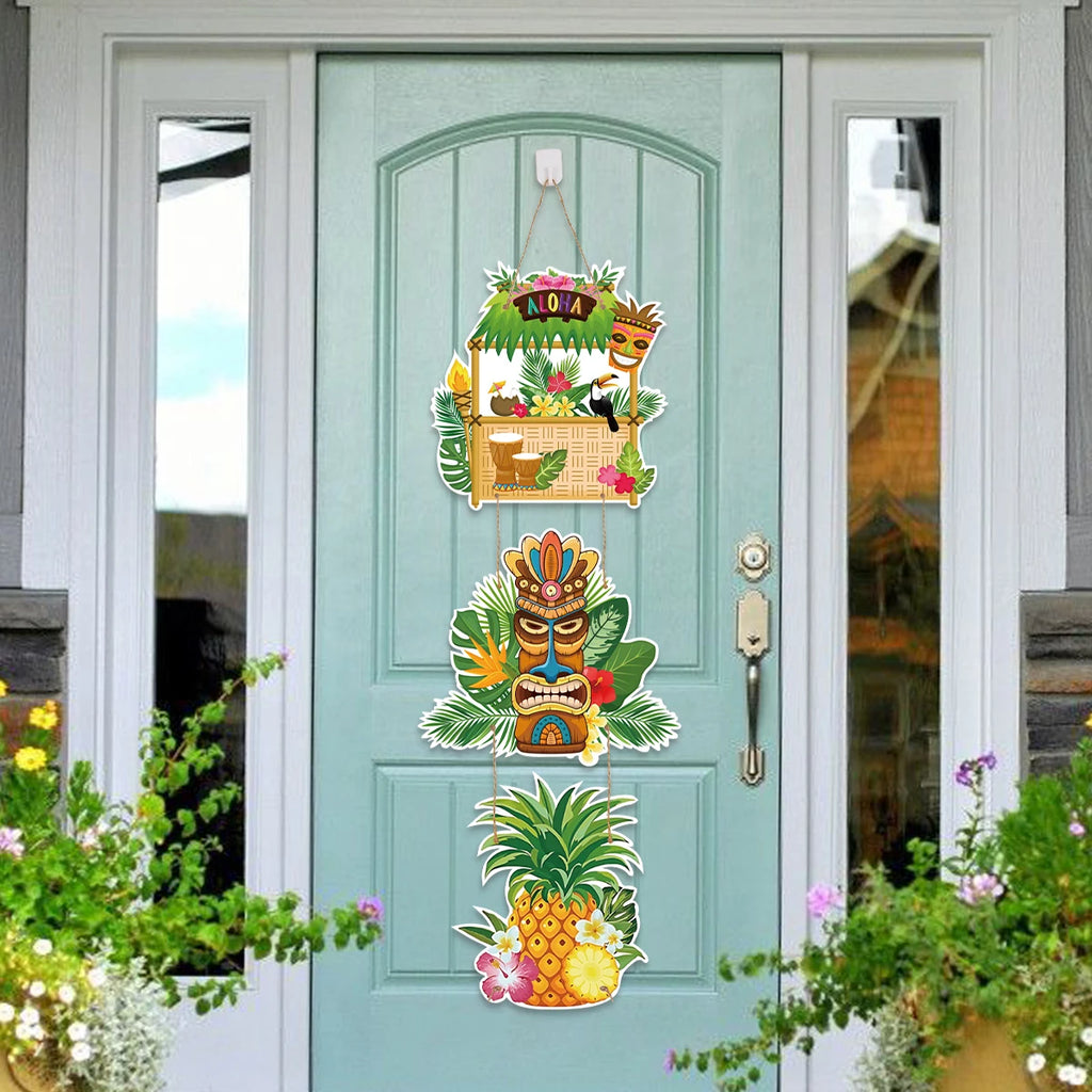 Hawaiian Party Paper Door Hanging Pendants Aloha Party Tropical Beach Party Banner Happy Summer Hawaii Birthday Party Supplies - Big Tim's Magic Emporium