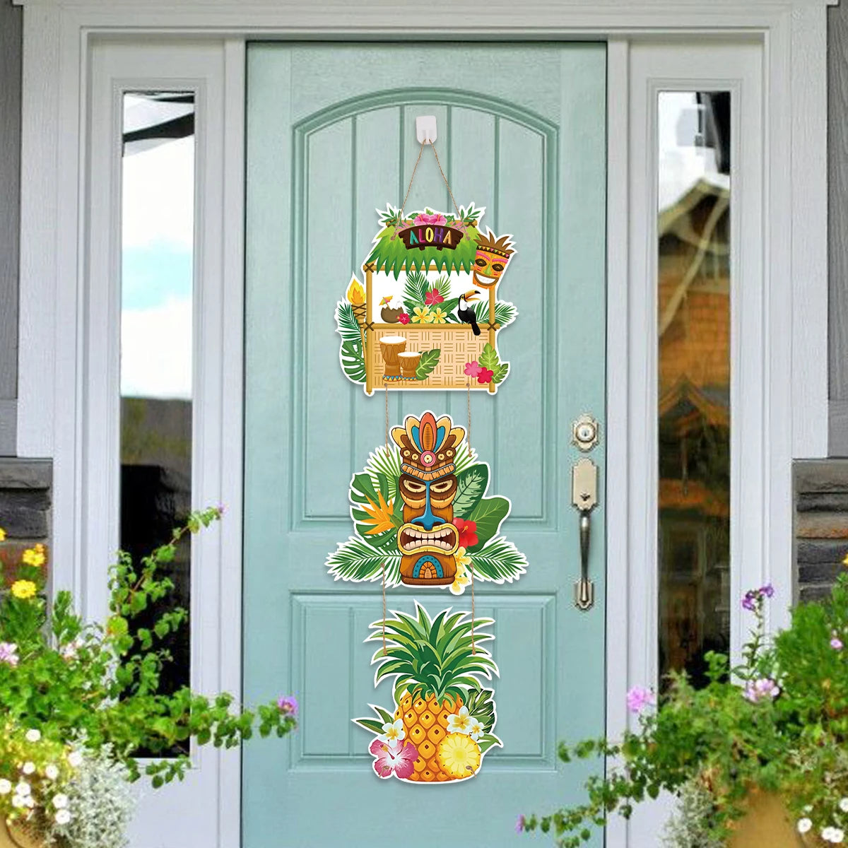 Hawaiian Party Paper Door Hanging Pendants Aloha Party Tropical Beach Party Banner Happy Summer Hawaii Birthday Party Supplies - Big Tim's Magic Emporium