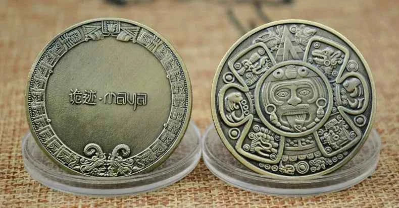 Souvenir Coin  Ancient Bronze Platted Mysterious Collectibles Coin Mexico Mayan Commemorative Coin