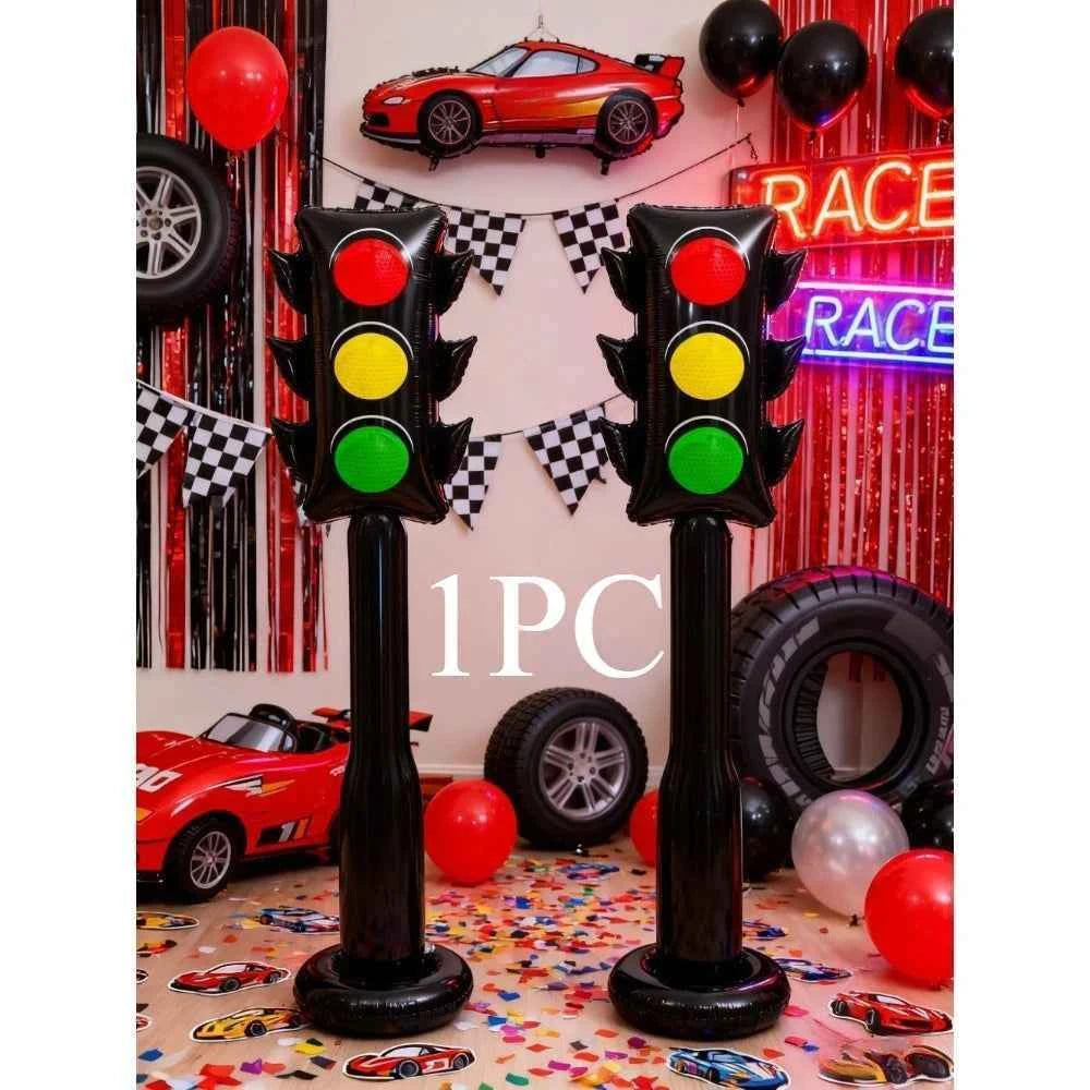 1 59-inch Inflatable PVC Traffic Light Balloon Racing Birthday Party Decor Traffic Light Balloon Vehicle Birthday Party Supplies