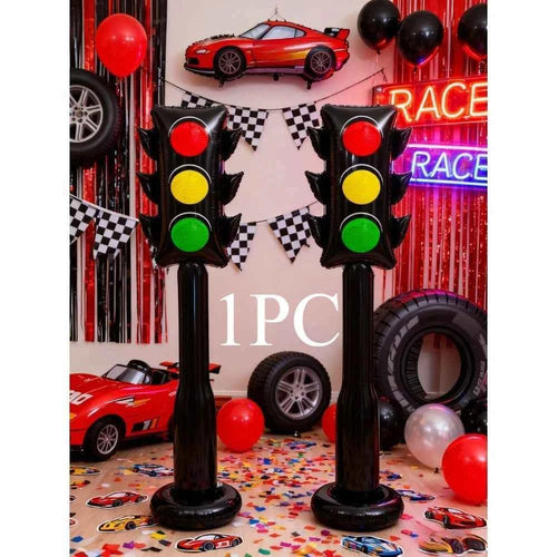 1 59-inch Inflatable PVC Traffic Light Balloon Racing Birthday Party Decor Traffic Light Balloon Vehicle Birthday Party Supplies