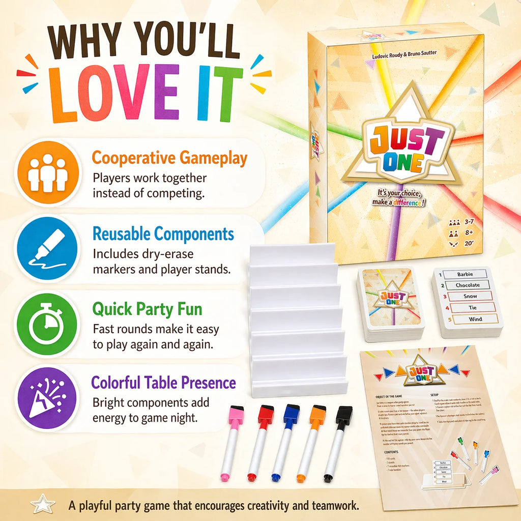 Just One Cooperative Board Game - Party Word Guessing Game for Families & Friends,3-7 Players, Easy to Learn Award Winner - Big Tim's Magic Emporium