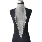 Long Tassel Rhinestone Chain Necklace
