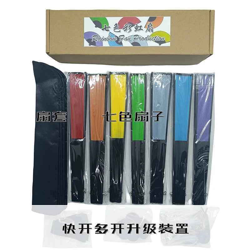 Rainbow Fan Production (Seven Times) Magic Tricks Auto Appearing Fan Seven Rainbow Color Stage Illusions Gimmicks Mentalism Prop