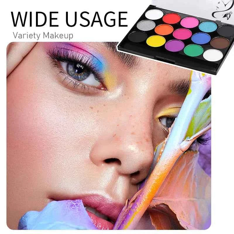 15 Colors Face Painting Palette Body Makeup Non Toxic Water Based Paint With Brush For Christmas Halloween Party Body Graffiti