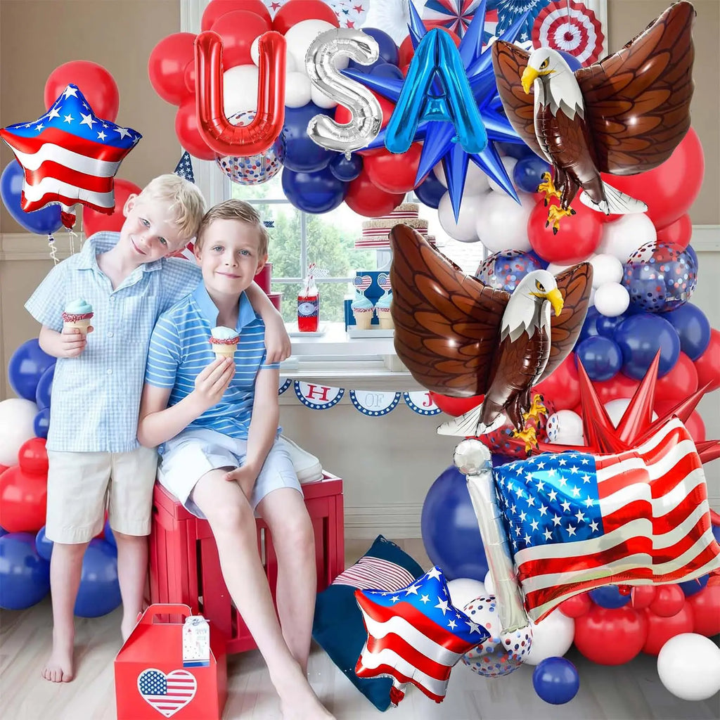 American Flag Balloons Set Independence Day Foil Balloons For USA Theme Party Decoration 4th Of July Patriotic Balloons