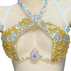 Sparkly Samba Carnival Stone Wire Bra & Thong Two-Piece Stage Costume Set