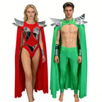 Futuristic Wing Shoulder Bodysuit & Trailing Cape Dance Performance Costume Set