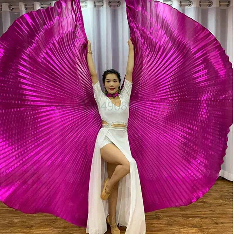 Oriental Style Dance Accessories Stage Performance Props Egyptian Wings 300 Degrees Belly Dance Isis Wings with Sticks