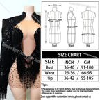 Rhinestone Tassel Fringe Jacket And Dress Costume Set