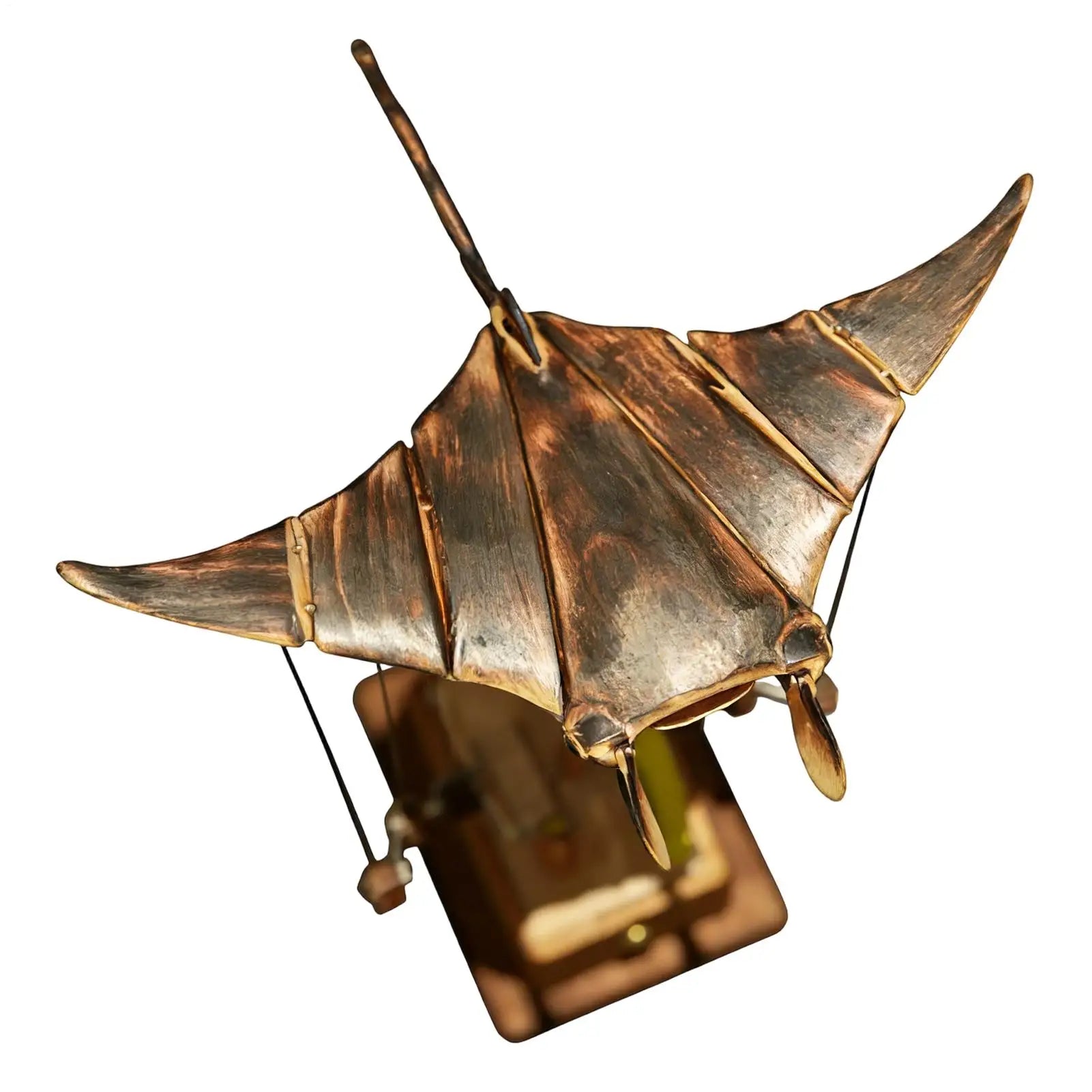 Artisan Wooden Manta Ray Automaton Handcrafted Mechanical Ocean Animal Ornaments Hand-Cranked Kinetices DIY Puzzle Decoration