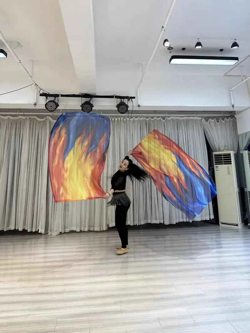 160*110cm Stage Props Flag Belly Dance Silk Veils Silk Wing Praise Flags Faith Worship Flags Veil Flag with Sticks
