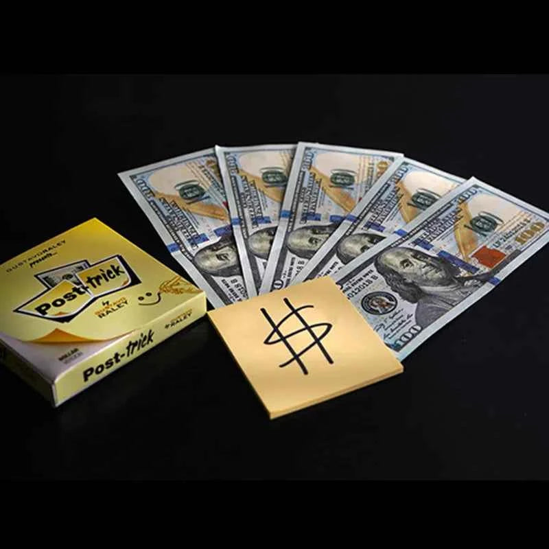 POST TRICK U.S. (Gimmicks and Instructions) by Gustavo Magic Tricks Visual Changes the Post It Notes to Bills Close Up Illusions