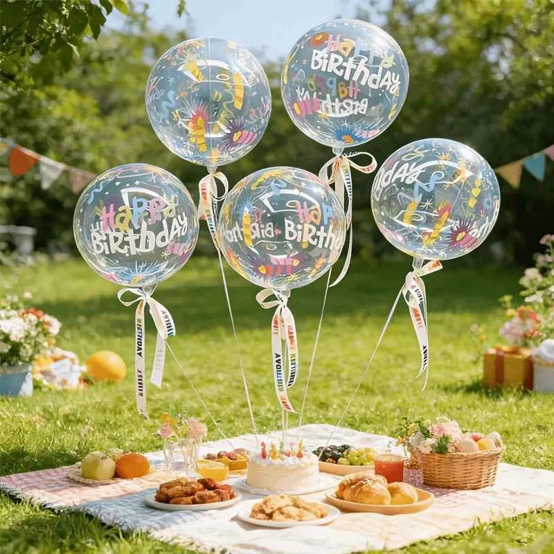 5/10 Colorful Happy Birthday Bobo Balloons Clear Round Transparent Bubble Balloons Mixed Color for Wedding Birthday Party Decor